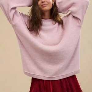 aerie Dusty Pink Relaxed Crewneck Sweater